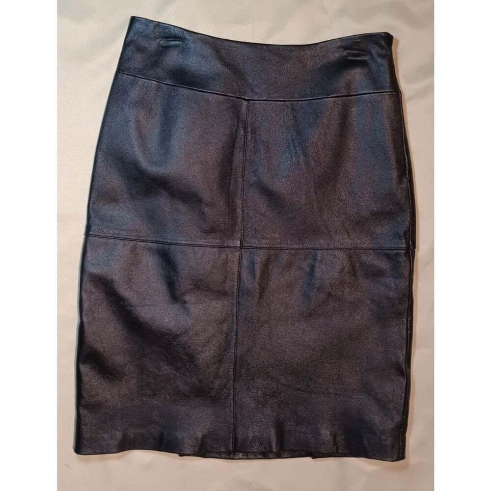 Jaclyn Smith Vintage Black Leather Pencil Skirt Medium Straight Knee Length Chic
